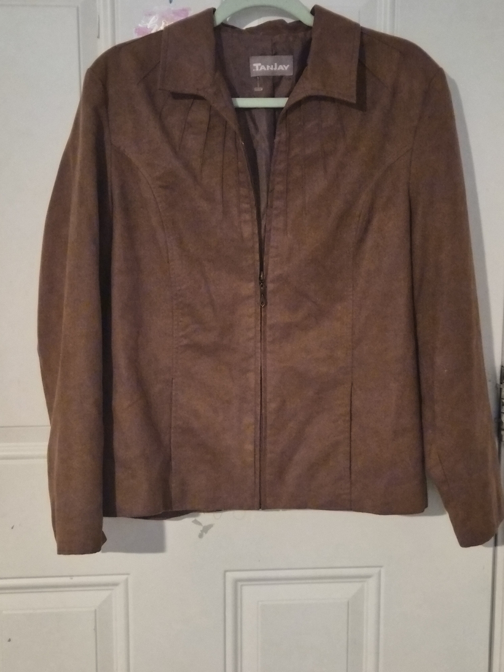 TanJay Women’s Tan Faux Suede Zip-Front Jacket